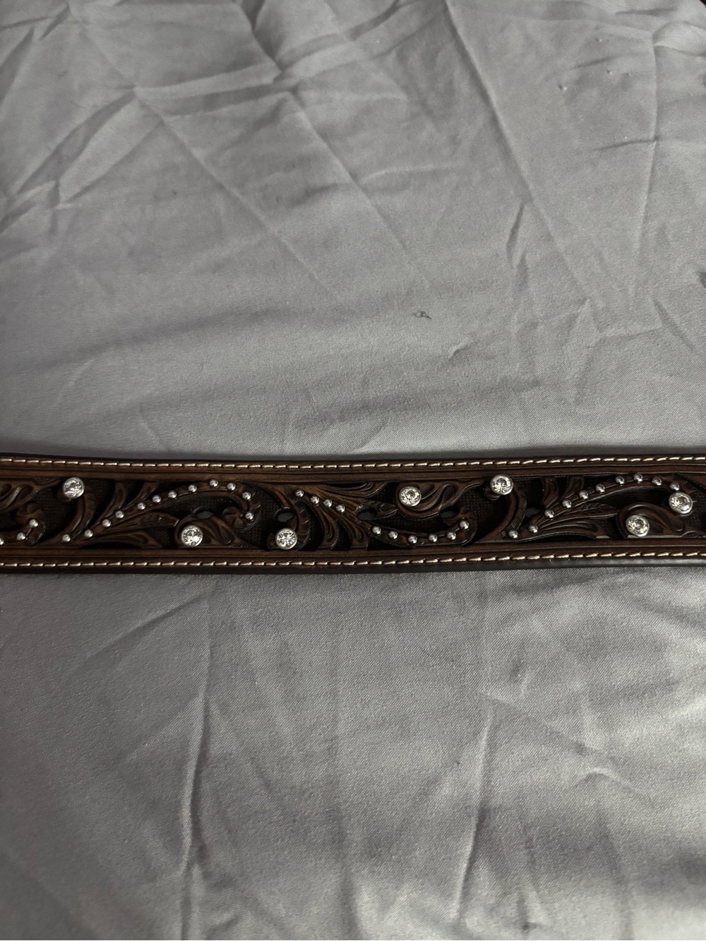 Ariat Brown Leather Belt with Crystal Accents